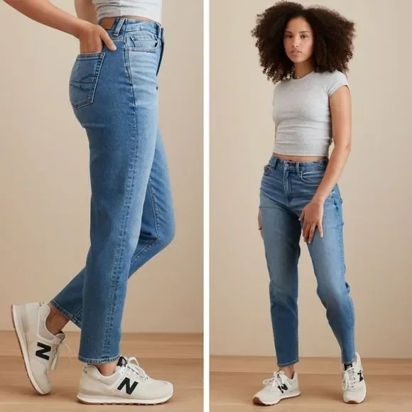 American Eagle Mom Jeans Straight Leg High Rise Jeans Women's Size 6 - Picture 2 of 7